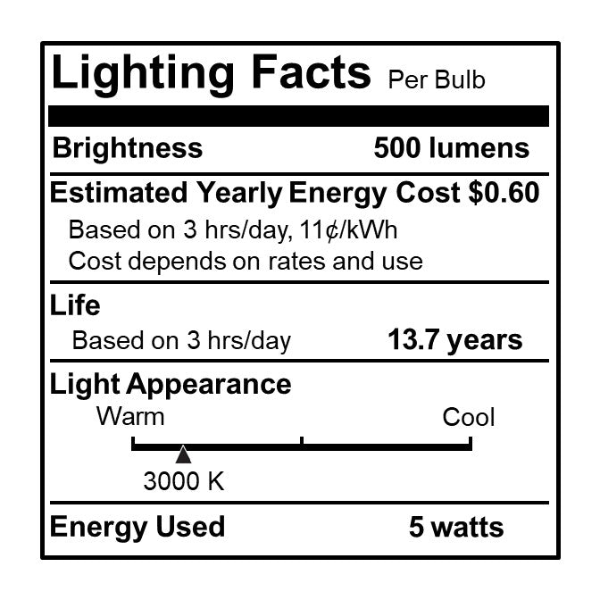 Bulbrite 861585 5W LED B11 Light Bulb 3000K Dimmable E12 500 Lumens 120V 4PK