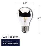 Bulbrite 861426 Bulbrite LED Filament Pack of (2) Dimmable 4.5 Watt Half Chrome A19 Light Bulbs with Medium (E26) Screw Base, 2700K (Warm White Light)