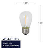 Bulbrite 862154 Bulbrite Pack of (6) 0.7 Watt Clear Filament S14 Medium (E26) LED Light Bulb - 75 Lumens, 2700K