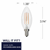 Bulbrite 861629 4.1W LED B11 4000K FILAMENT E12 DIM-8PK