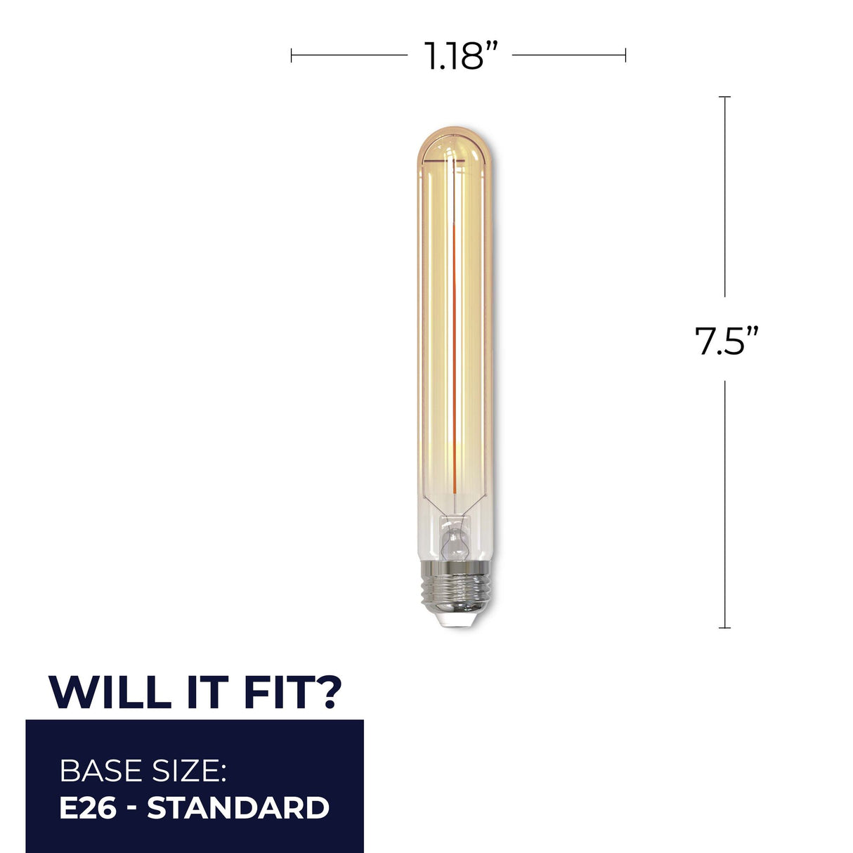 Bulbrite 862770 Bulbrite LED Filament Pack of (4) 5 Watt Dimmable 7.5 Inch T9 Light Bulb with Antique Glass Finish and Medium (E26) Base - 2100K (Amber Light), 250 Lumens
