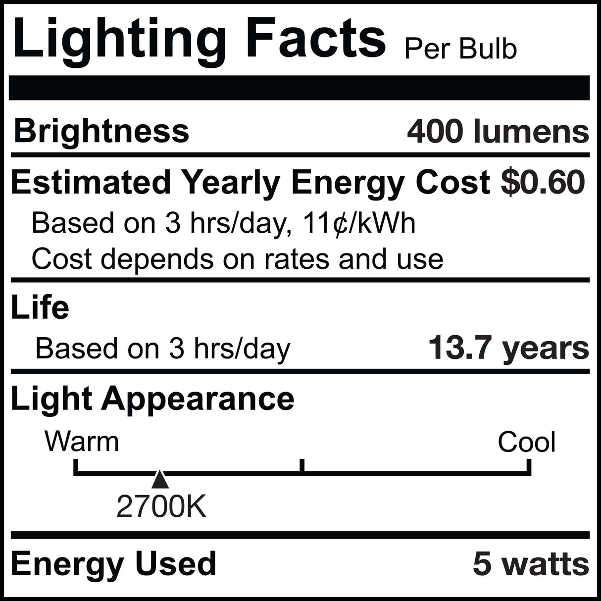 Bulbrite 862777 5W LED T9 Light Bulb 2700K Dimmable E26 400 Lumens 120V 4PK