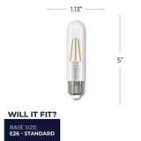 Bulbrite 861575 5W LED T9 Light Bulb 2700K Dimmable E26 400 Lumens 120V 2PK