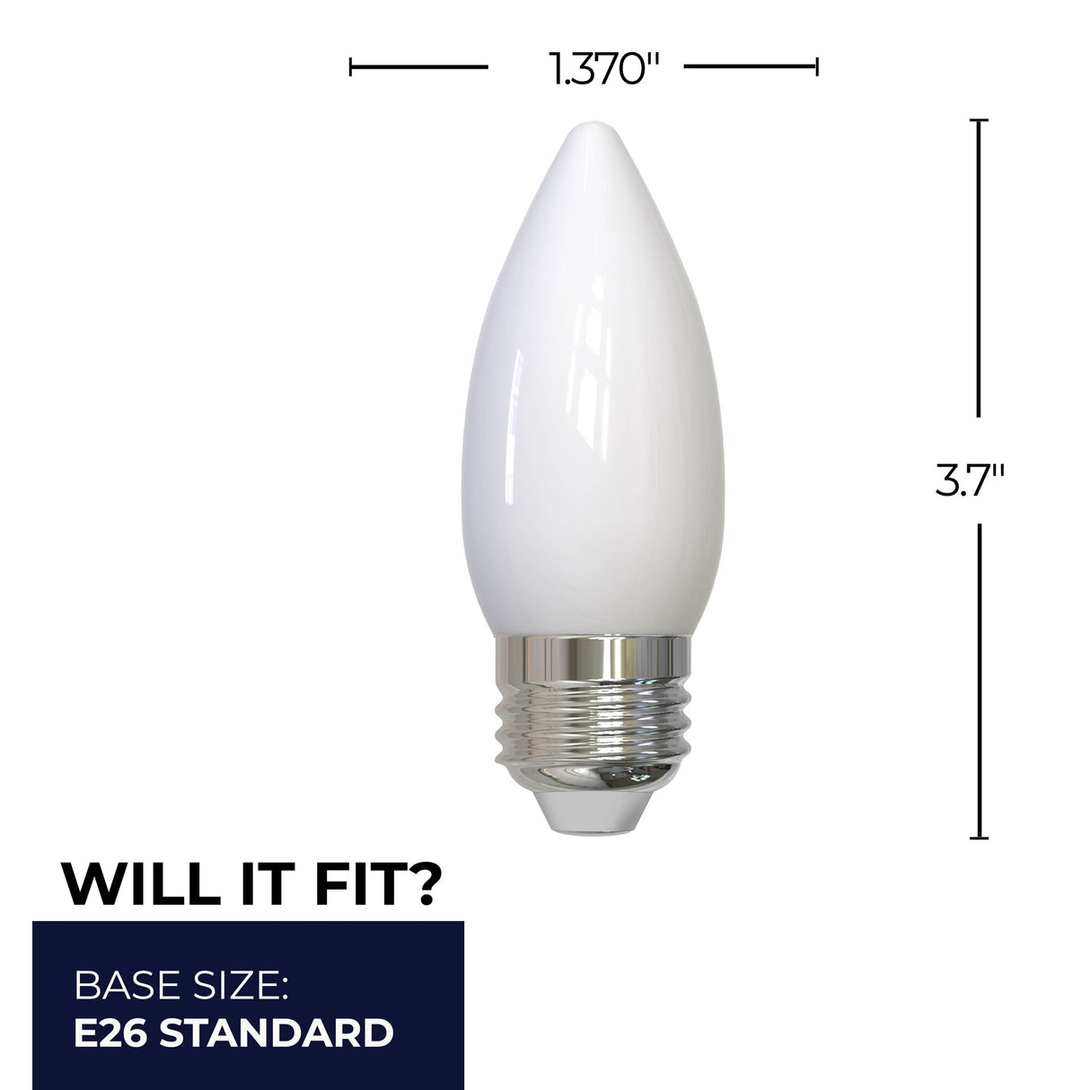 Bulbrite 862935 Bulbrite LED 5.5 Watt Dimmable B11 Light Bulb with a Milky Finish and a Medium Screw E26 - 3000K (Soft White Light) 500 lumens