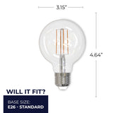 Bulbrite 861406 Bulbrite Pack of (4) 8.5 Watt Dimmable Clear Filament G25 Medium (E26) LED Bulb - 800 Lumens, 2700K, and 90 CRI