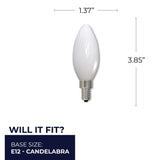 Bulbrite 861427 Bulbrite Pack of (4) 3.6 Watt Dimmable Milky Finish B11 Candelabra (E12) LED Light Bulb - 300 Lumens, 2700K