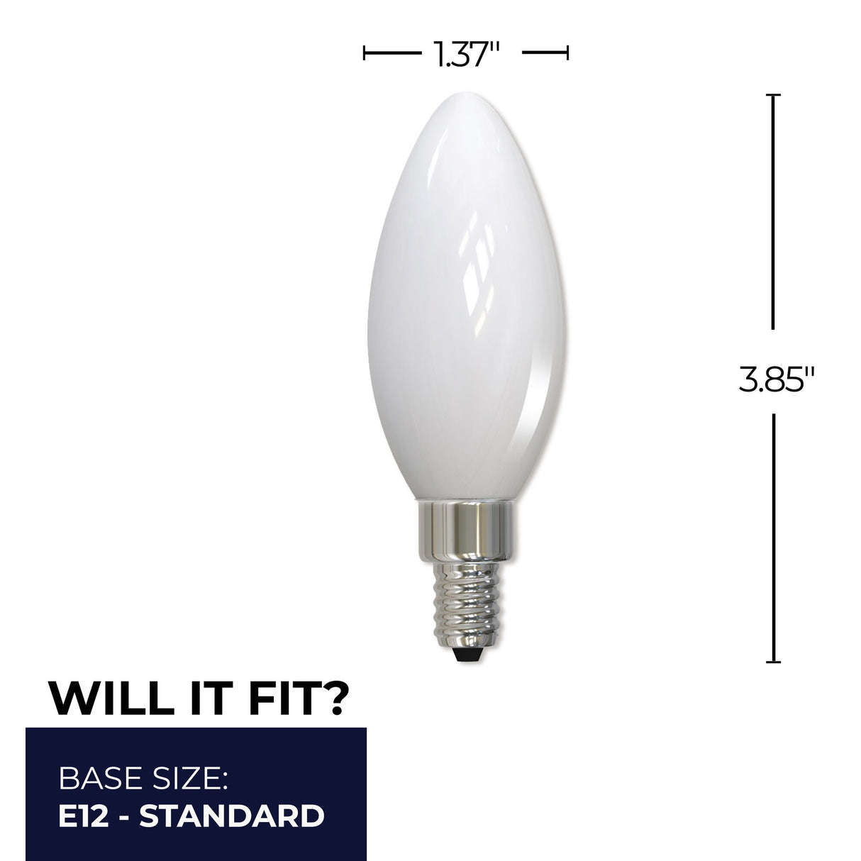 Bulbrite 861764 Bulbrite LED Filament Pack of (36) 5 Watt Dimmable B11 Light Bulb with Milky Glass Finish and Candelabra  (E12) Base - 2700K (Warm White Light), 500 Lumens