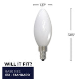Bulbrite 861764 Bulbrite LED Filament Pack of (36) 5 Watt Dimmable B11 Light Bulb with Milky Glass Finish and Candelabra  (E12) Base - 2700K (Warm White Light), 500 Lumens