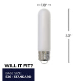 Bulbrite 862833 Bulbrite LED Filament Pack of (4) 5 Watt Dimmable 5 Inch T9 Light Bulb with Frost Glass Finish and Medium (E26) Base - 2700K (Warm White Light), 450 Lumens