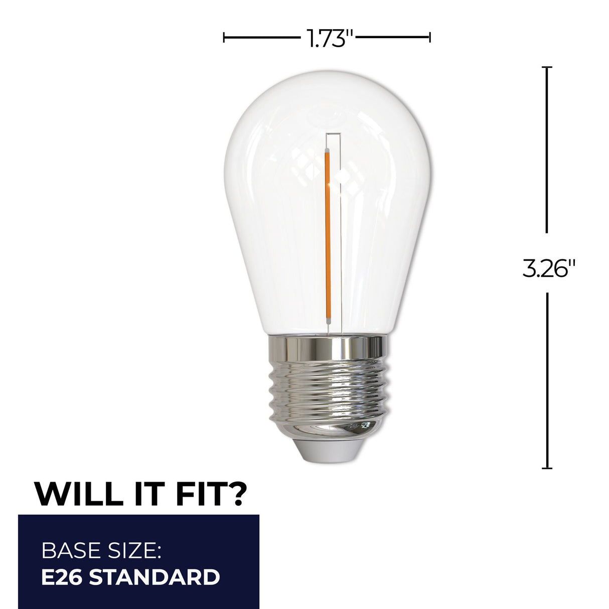 Bulbrite 862742 Bulbrite LED Filament Pack of (10) 1 Watt Dimmable S14 Light Bulbs with Clear Plastic Finish and Medium (E26) Base - 2700K (Warm White Light), 70 Lumens