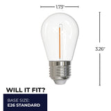 Bulbrite 862742 Bulbrite LED Filament Pack of (10) 1 Watt Dimmable S14 Light Bulbs with Clear Plastic Finish and Medium (E26) Base - 2700K (Warm White Light), 70 Lumens