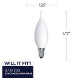 Bulbrite 862691 Bulbrite Pack of (4) 5 Watt Dimmable CA10 LED Light Bulbs with Milky Glass Finish and Candelabra (E12) Base, 2700K Warm White Light, 500 Lumens