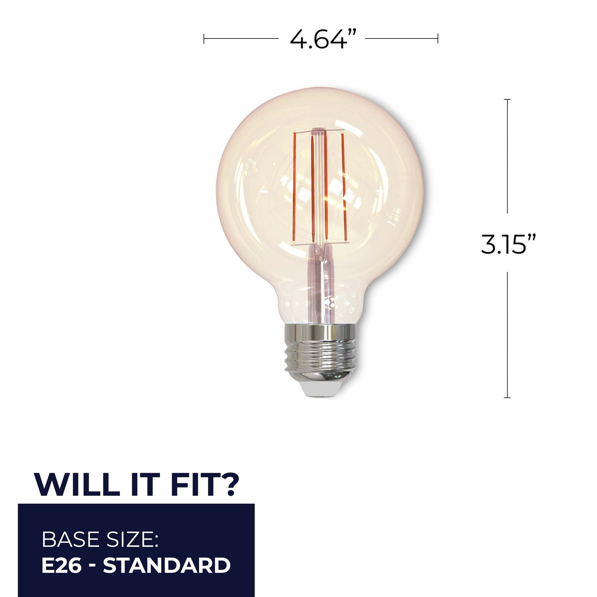 Bulbrite 861031 Bulbrite Pack of (2) 5 Watt Dimmable Antique Filament G25 Medium (E26) LED Bulb - 2200K and 80 CRI