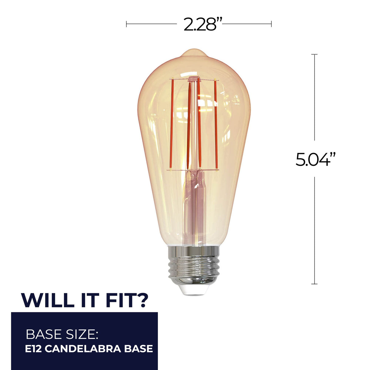 Bulbrite 860992 Bulbrite Pack of (2) 5 Watt Dimmable Antique Filament ST18 Medium (E26) LED Bulb - 2200K and 80 CRI