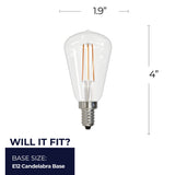 Bulbrite 862049 Bulbrite LED Filament Pack of (4) 4 Watt Dimmable ST15 Light Bulb with Clear Glass Finish and Candelabra (E12) Base - 2700K (Warm White Light), 400 Lumens