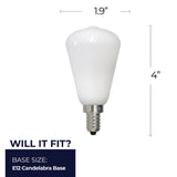 Bulbrite 862052 Bulbrite LED Filament Pack of (4) 4 Watt Dimmable ST15 Light Bulb with Milky Glass Finish and Candelabra (E12) Base - 3000K (Soft White Light), 400 Lumens