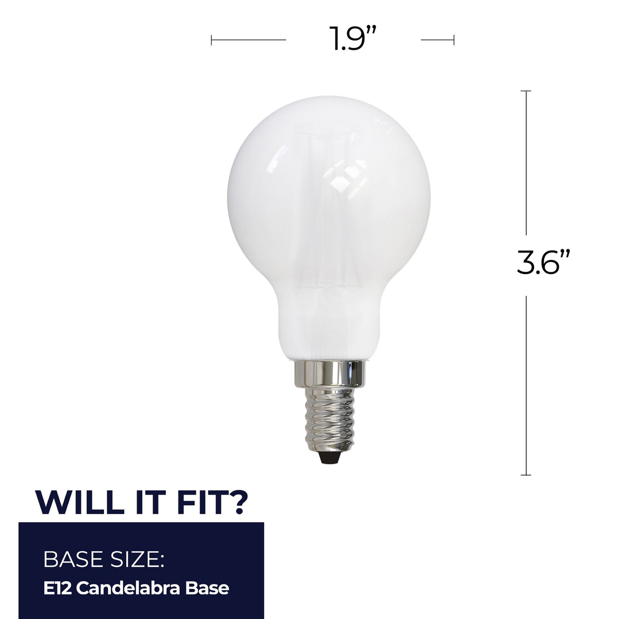 Bulbrite 862055 Bulbrite LED Filament Pack of (4) 4 Watt Dimmable A15 Light Bulb with Milky Glass Finish and Candelabra (E12) Base - 2700K (Warm White Light), 400 Lumens