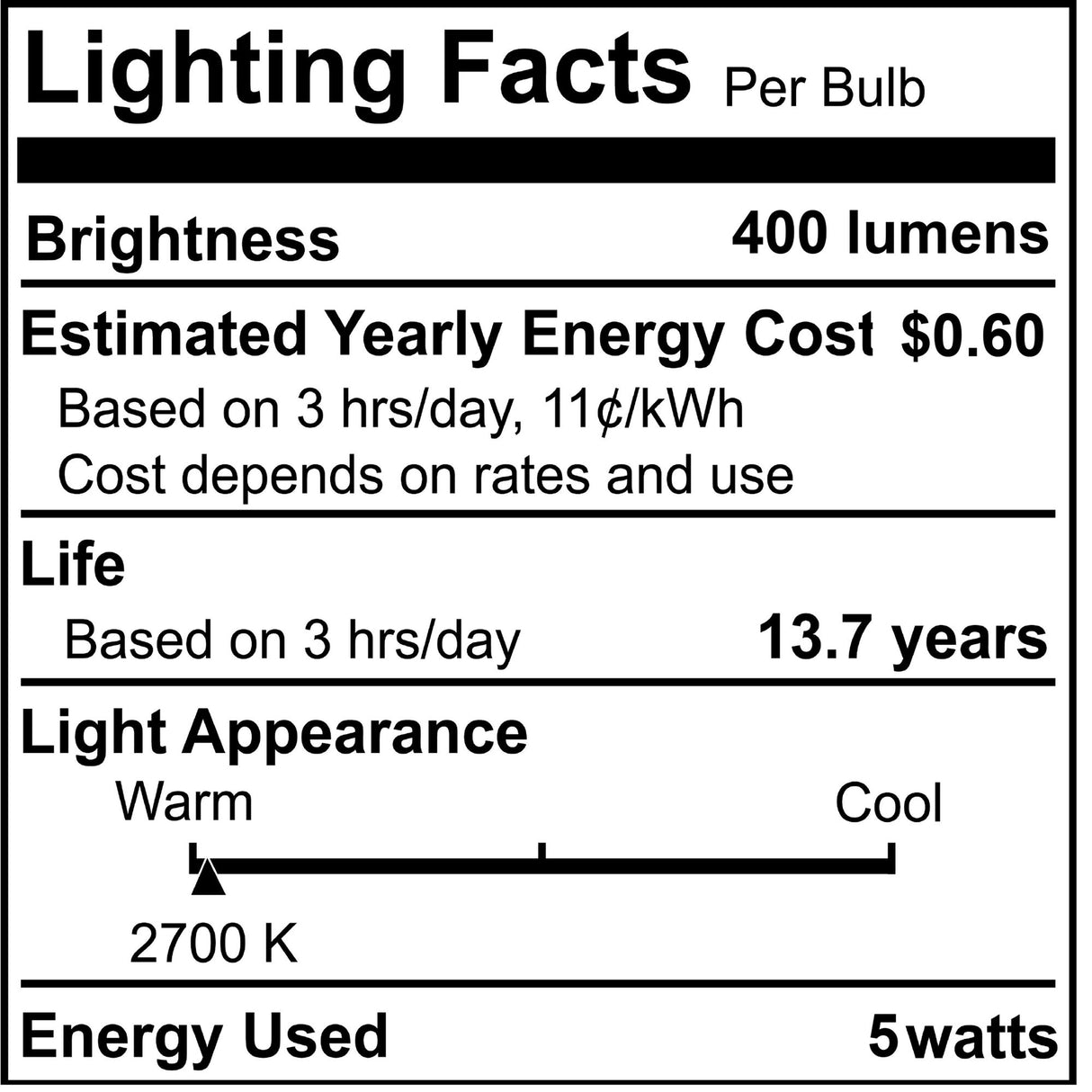 Bulbrite 862063 5W LED G25 Light Bulb 2700K Dimmable E26 400 Lumens 120V 4PK
