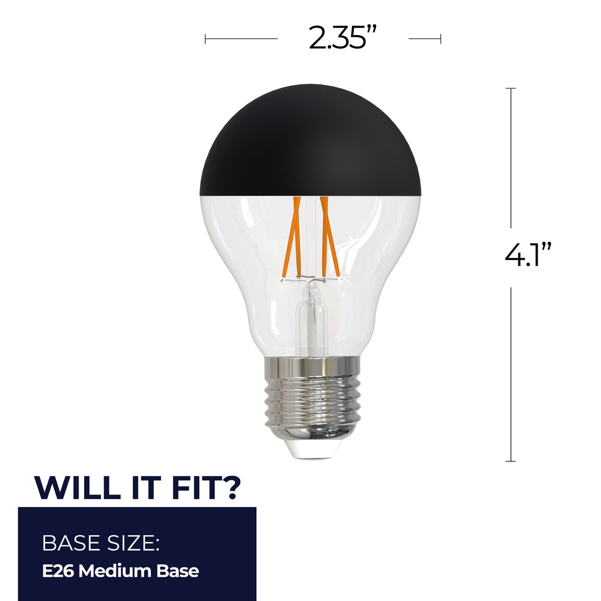 Bulbrite 862061 5W LED A19 Light Bulb 2700K Dimmable E26 400 Lumens 120V 4PK