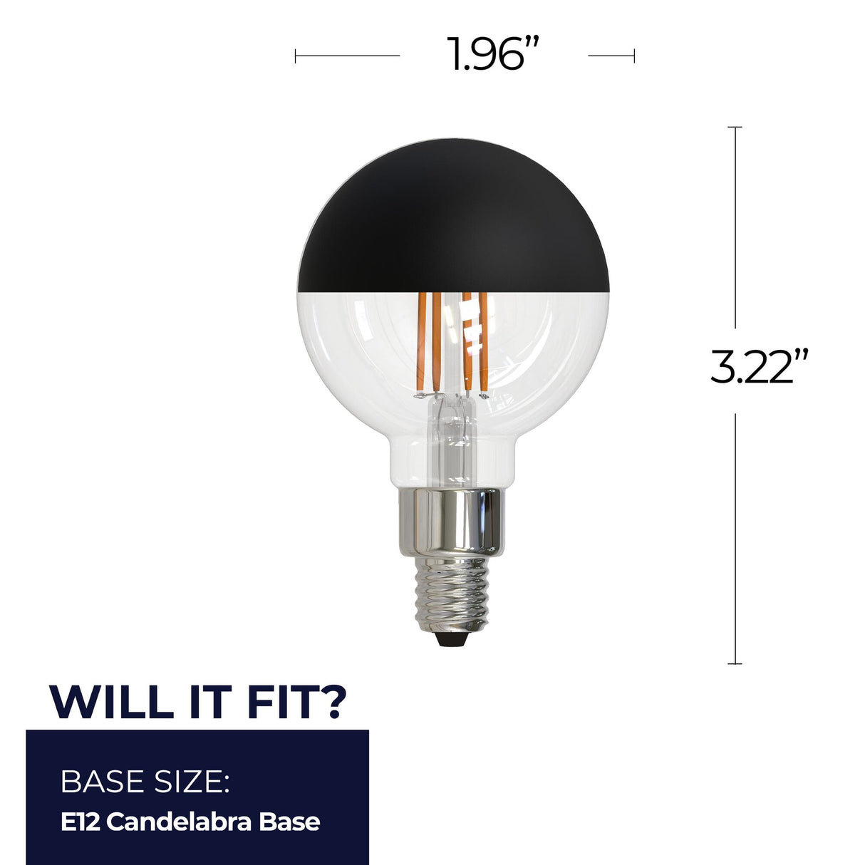 Bulbrite 862062 2.5W LED G16 Light Bulb 2700K Dimmable E12 200 Lumens 120V 4PK