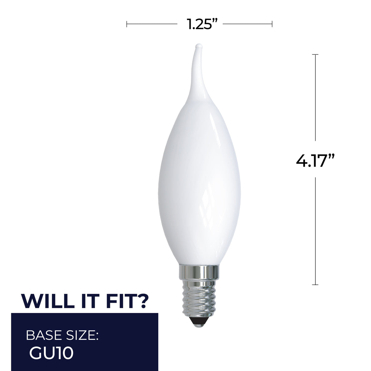 Bulbrite 862690 Bulbrite LED Filament Pack of (4) 4.5 Watt Dimmable CA10 Light Bulb with a Milky Finish and Candelabra Screw (E12) Base - 3000K (Soft White Light), 400 Lumens