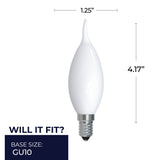 Bulbrite 862690 Bulbrite LED Filament Pack of (4) 4.5 Watt Dimmable CA10 Light Bulb with a Milky Finish and Candelabra Screw (E12) Base - 3000K (Soft White Light), 400 Lumens