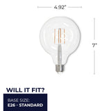 Bulbrite 861573 8.5W LED G40 Light Bulb 2700K Dimmable E26 800 Lumens 120V 2PK