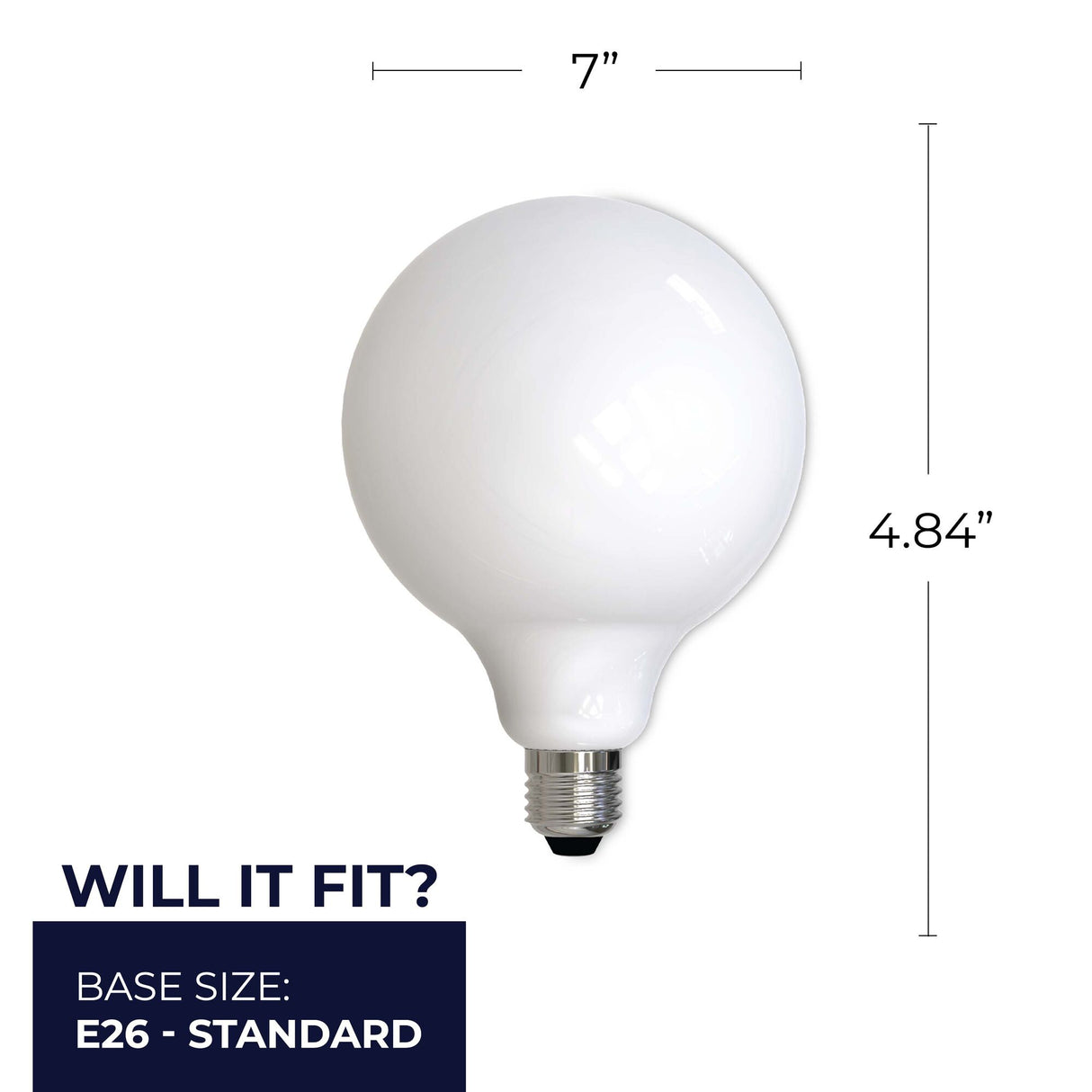 Bulbrite 862699 Bulbrite LED Filament Pack of (2) 8.5 Watt Dimmable G40 Light Bulbs with a Milky Finish and Medium (E26) Base - 3000K (Soft White Light), 800 Lumens