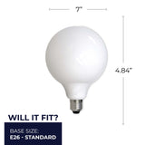 Bulbrite 862699 Bulbrite LED Filament Pack of (2) 8.5 Watt Dimmable G40 Light Bulbs with a Milky Finish and Medium (E26) Base - 3000K (Soft White Light), 800 Lumens