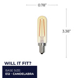 Bulbrite 861408 Bulbrite LED Filament T6 Nostalgic Thread Edison Light Bulb, 25 Watt Equivalent, 2100K, Antique, 4 Piece