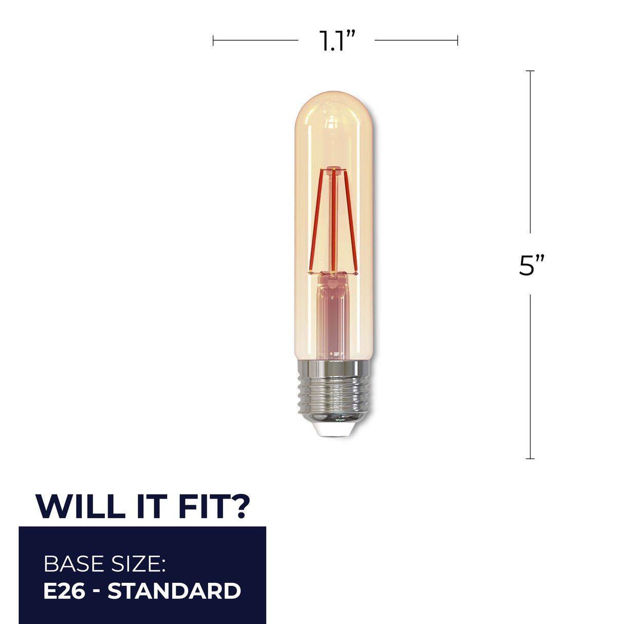 Bulbrite 861359 Bulbrite Pack of (2) LED Filament T9 Nostalgic Thread Edison Light Bulb, 25 Watt Equivalent, Antique Finish