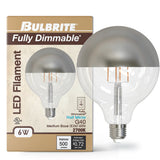 Bulbrite 776920 LED6G40/27K/FIL/HM/3 6W LED G40 Filament Half Mirror 2700K 500lm E26 120V [4-Pack]