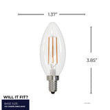 Bulbrite 862306 Bulbrite LED Filament Pack of (4) 4 Watt Dimmable B11 Light Bulb with Clear Glass Finish and Candelabra (E12) Base - 4000K (Cool White Light), 300 Lumens
