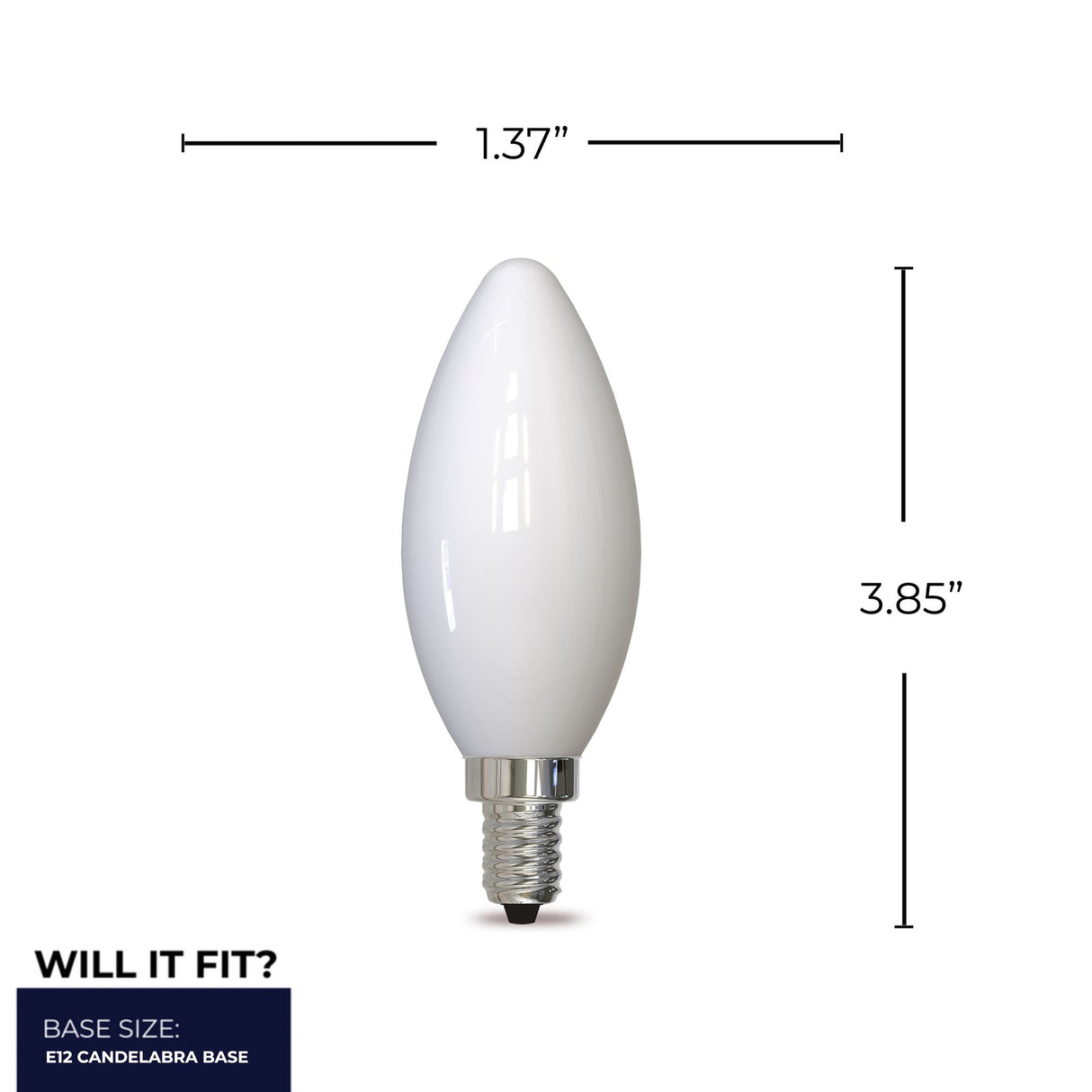 Bulbrite 862309 Bulbrite LED Filament Pack of (4) 4 Watt Dimmable B11 Light Bulb with Milky Glass Finish and Candelabra (E12) Base - 4000K (Cool White Light), 300 Lumens