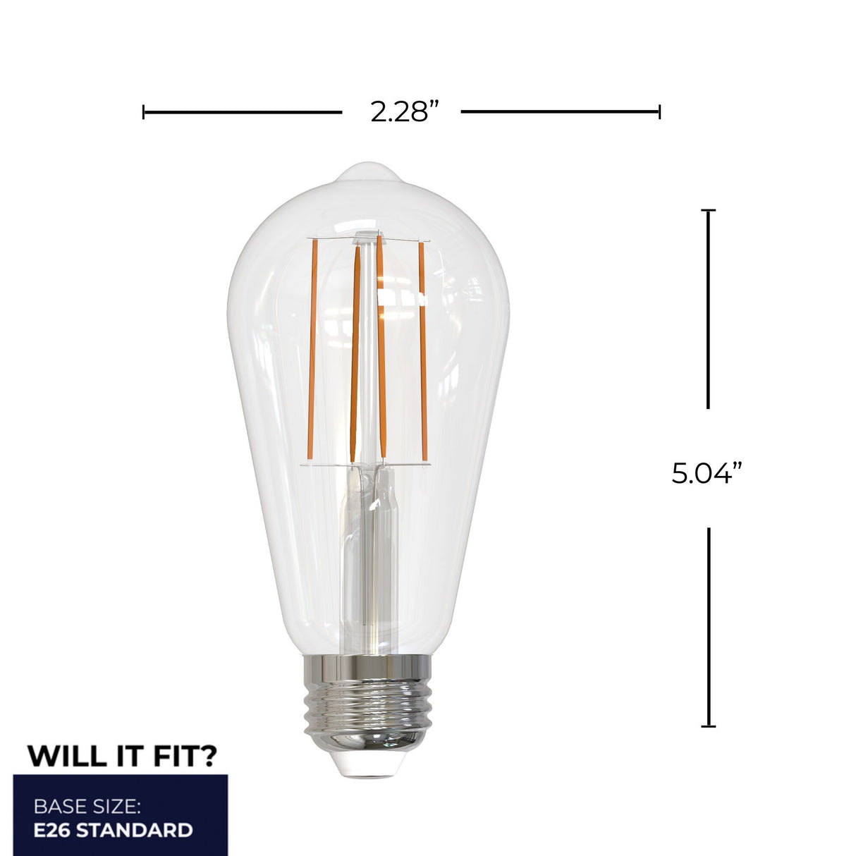 Bulbrite 862311 8.5W LED ST18 Light Bulb 4000K Dimmable E26 800 Lumens 120V 4PK