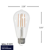 Bulbrite 862311 8.5W LED ST18 Light Bulb 4000K Dimmable E26 800 Lumens 120V 4PK