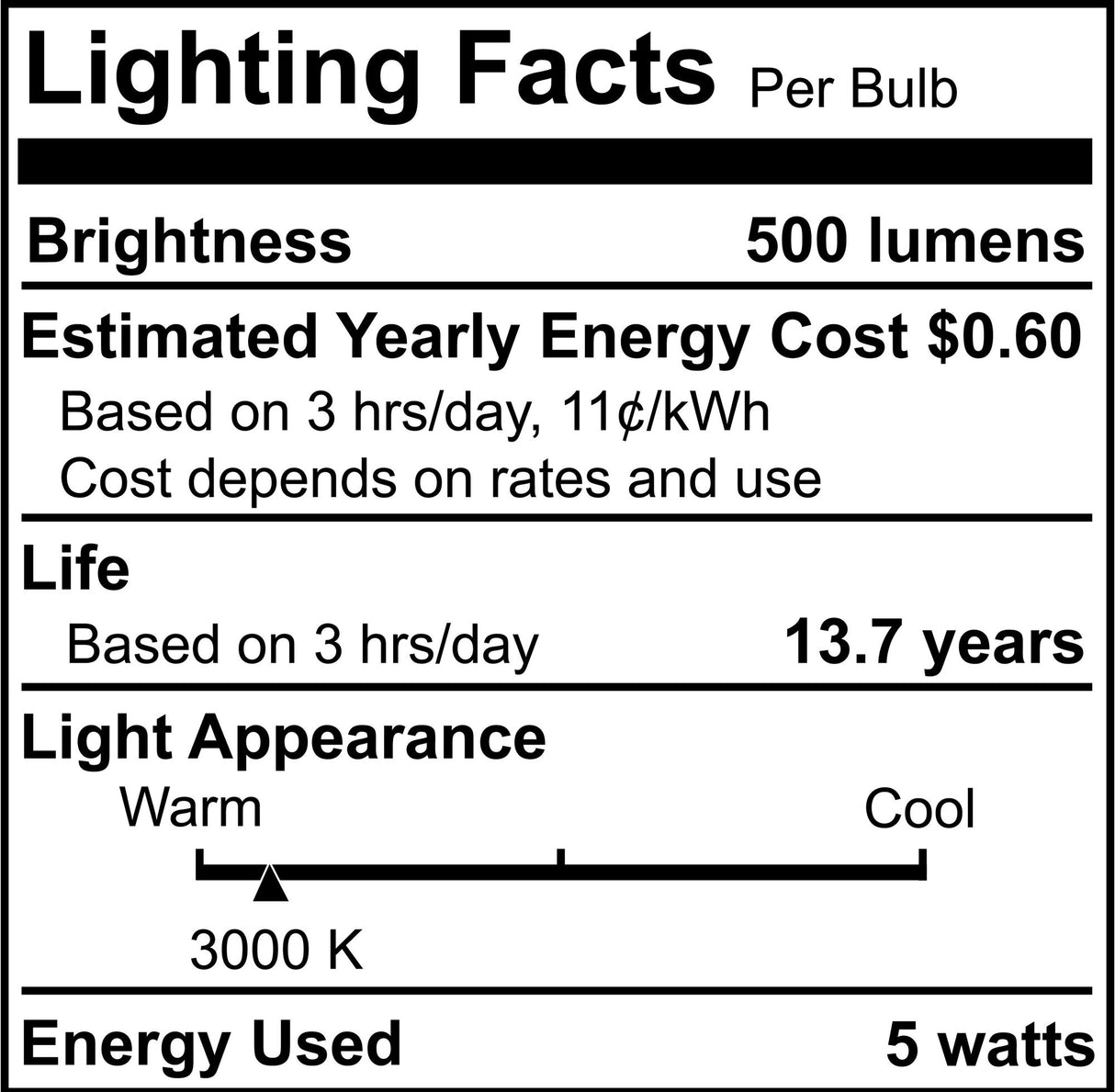 Bulbrite 861926 5W LED B11 Light Bulb 3000K Dimmable E12 500 Lumens 120V 4PK