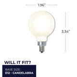 Bulbrite 861577 4W LED G16 Light Bulb 2700K Dimmable E12 350 Lumens 120V 3PK