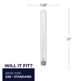 Bulbrite 862775 Bulbrite LED Filament Pack of (4) 5 Watt Dimmable 11 Inch T9 Light Bulb with Clear Glass Finish and Medium (E26) Base - 3000K (Soft White Light), 350 Lumens