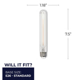 Bulbrite 862928 Bulbrite LED 3 Watt Dimmable T9 7.5‘’ Light Bulb with a Clear Finish and a Medium Screw E26 - 3000K (Soft White Light) 250 lumens
