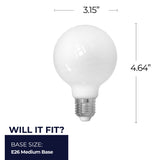 Bulbrite 862093 Bulbrite LED Filament Pack of (4) 8.5 Watt Dimmable G25 Light Bulb with Milky Glass Finish and Medium (E26) Base - 5000K (Soft Daylight Light), 800 Lumens