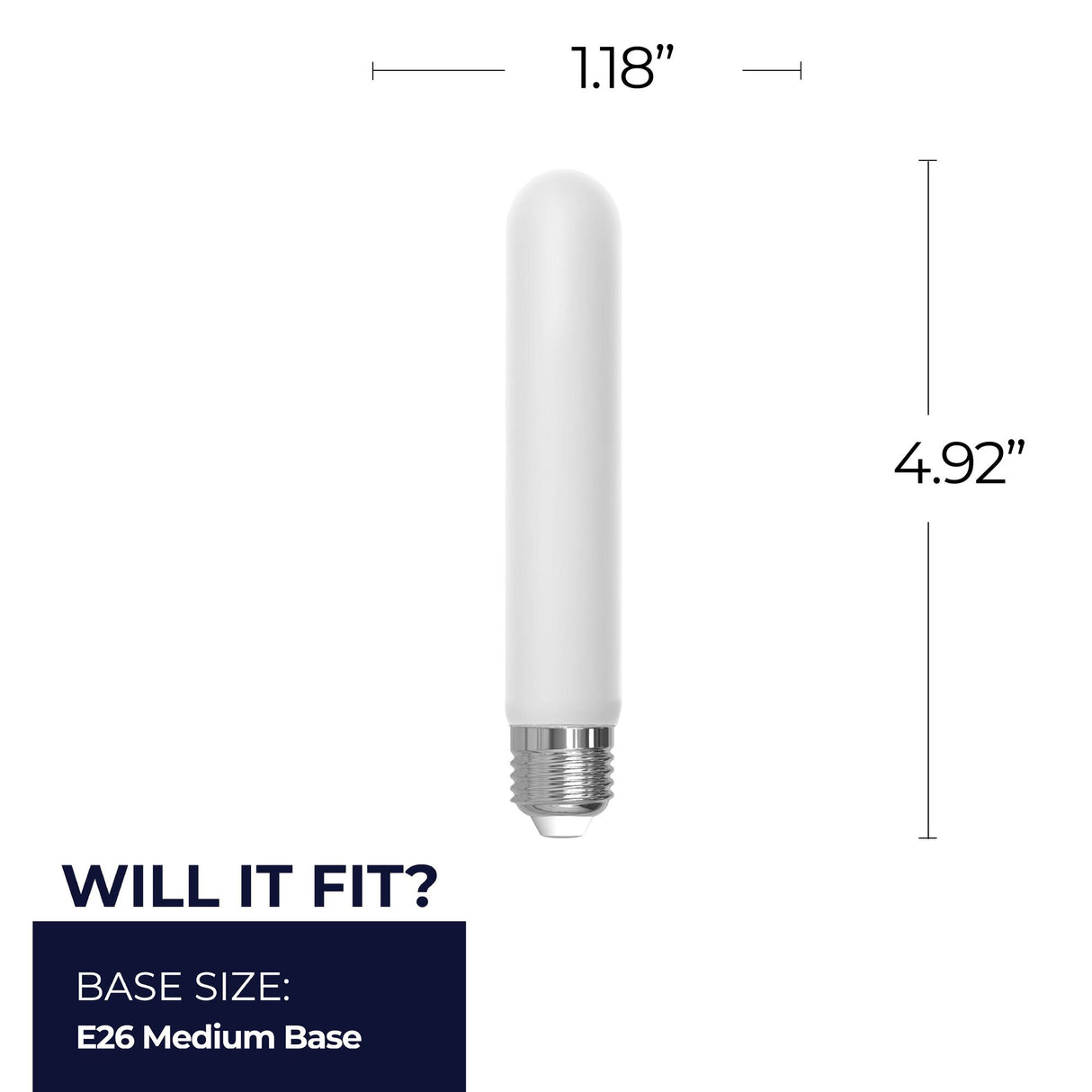 Bulbrite 862105 Bulbrite LED Filament Pack of (4) 5 Watt Dimmable T9 5” Light Bulb with Frost Glass Finish and Medium (E26) Base - 5000K (Soft Daylight Light), 400 Lumens