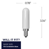 Bulbrite 862107 Bulbrite LED Filament Pack of (4) 4.5 Watt Dimmable T6 Light Bulb with Milky Glass Finish and Candelabra (E12) Base - 4000K (Cool White Light), 450 Lumens