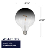 Bulbrite 862110 Bulbrite LED Filament Pack of (2) 4.5 Watt Dimmable G40 Light Bulb with Clear/Smoke Glass Finish and Medium (E26) Base - 3000K (Soft White Light), 200 Lumens
