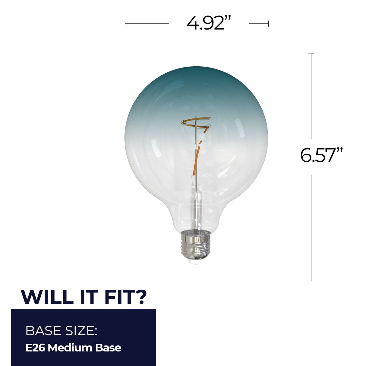 Bulbrite 862111 Bulbrite LED Filament Pack of (2) 4.5 Watt Dimmable G40 Light Bulb with Clear/Blue Glass Finish and Medium (E26) Base - 3000K (Soft White Light), 200 Lumens