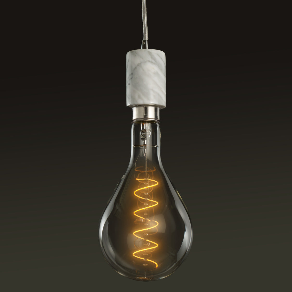 Bulbrite 810174 4W LED PEAR SHAPED GRAND 2200K FILAMENT W/ WHITE MARBLE PENDANT WITH WHITE STRING