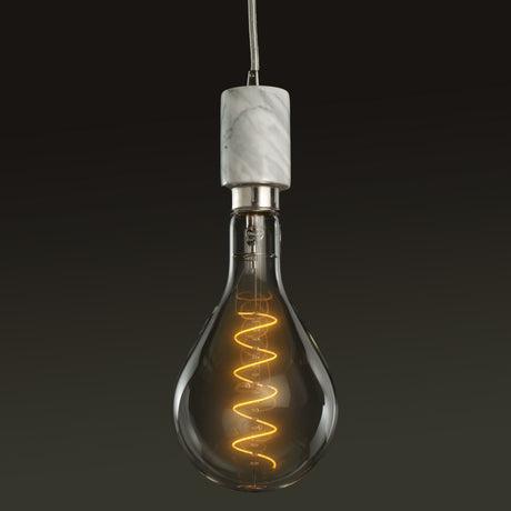 Bulbrite 810174 4W LED PEAR SHAPED GRAND 2200K FILAMENT W/ WHITE MARBLE PENDANT WITH WHITE STRING