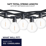 Bulbrite 812123 Bulbrite 14-foot String Light Kit with Clear Shatter Resistant Globe G16 LED Light Bulbs