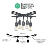 Bulbrite 812483 Bulbrite 48-foot String Light Kit with Clear Shatter Resistant Vintage Style S14 LED Light Bulbs