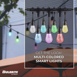 Bulbrite 862824 Bulbrite Solana 36-FT Smart String Light Kit with Shatter Resistant RGB Color Changing LED Light Bulbs, 2 Pack